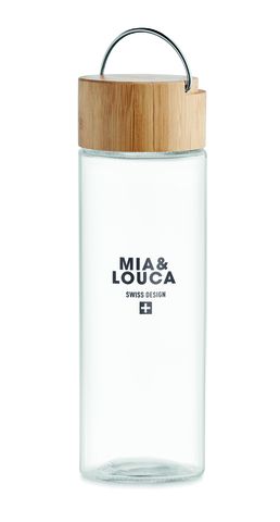 AMELAND Glasflaska med bambulock 500ml