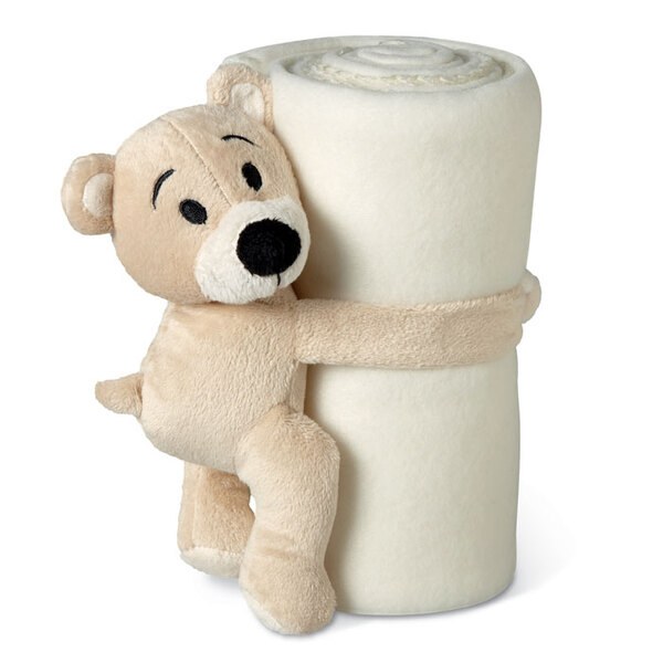 MANTA Fleece-filt med en nalle på - GiftRetail MO8252