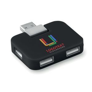 SQUARE USB Kompakt Fyrportars USB-hubb i ABS - GiftRetail MO8930