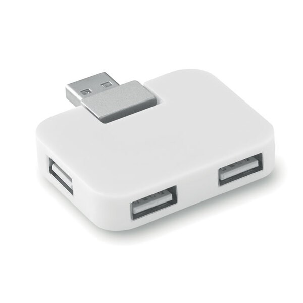 SQUARE USB Kompakt Fyrportars USB-hubb i ABS - GiftRetail MO8930