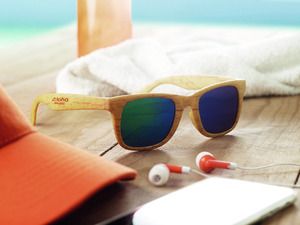WOODIE Klassiska Solglasögon med Trälook och UV400 Skydd