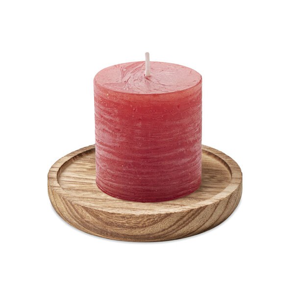 PENTAS Vanilla Scented Candle on Elegant Wooden Base - GiftRetail MO6282