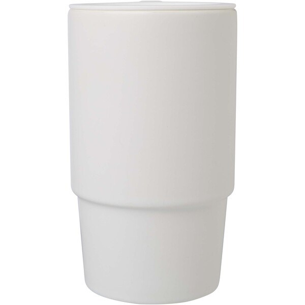 Carter 450 ml ceramic mug with plastic lid - EgotierPro 100896