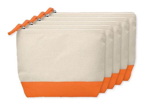 Pack of 5 GiftRetail MO9815 - KLEUREN Stylish Two-Tone Cotton Cosmetic Bag with Zipper