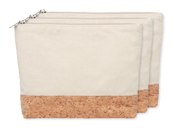 Förpackning med 30 GiftRetail MO9817 - PORTO BAG Necessär i Bomull & Kork