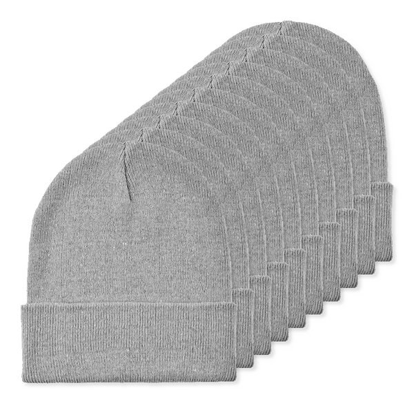 Förpackning med 10 GiftRetail MO2705 - BEANIX Stickad mössa med mudd
