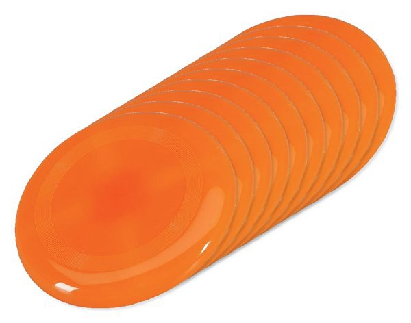 Förpackning med 100 GiftRetail KC1312 - SYDNEY Högkvalitativ Frisbee för Utomhuslek 23 cm