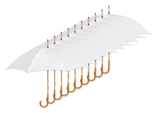 Förpackning med 10 GiftRetail KC5132 - CALA Elegant Trähandtag Paraply för Alla Väder