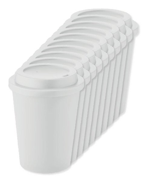 Förpackning med 10 GiftRetail MO6582 - NOLA PP mugg dubbelvägg 300 ml