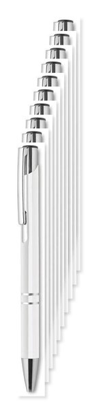 Förpackning med 10 GiftRetail MO8893 - BERN Elegant Aluminium Kulspetspenna med Blått Bläck
