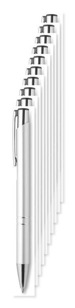 Förpackning med 10 GiftRetail MO8893 - BERN Elegant Aluminium Kulspetspenna med Blått Bläck