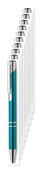 Förpackning med 100 GiftRetail MO8893 - BERN Elegant Aluminium Kulspetspenna med Blått Bläck