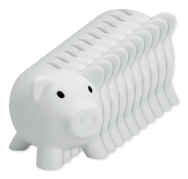 Förpackning med 10 GiftRetail MO8132 - SOFTCO Färgglad Spargris för Barn och Vuxna i PVC