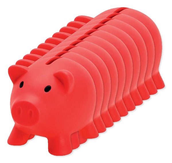 Pack of 100 GiftRetail MO8132 - PVC Piggy Bank with ABS stopper