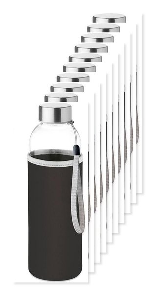 Förpackning med 10 GiftRetail MO9358 - UTAH GLASS Glasflaska + regnbågshölje