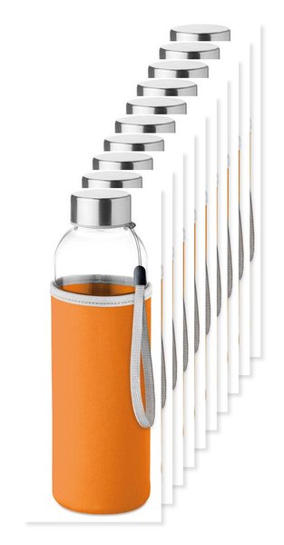 Förpackning med 10 GiftRetail MO9358 - UTAH GLASS Glasflaska + regnbågshölje
