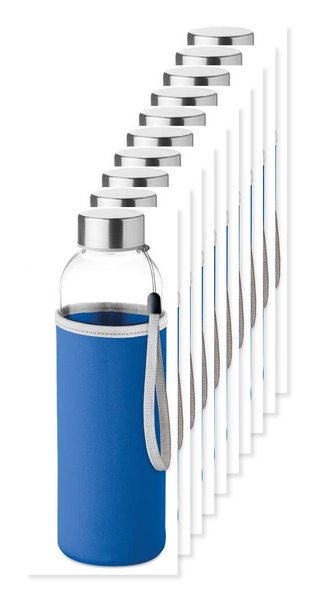 Förpackning med 10 GiftRetail MO9358 - UTAH GLASS Glasflaska + regnbågshölje