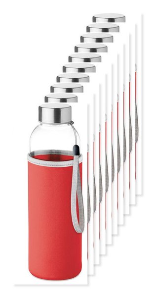 Förpackning med 100 GiftRetail MO9358 - UTAH GLASS Glasflaska + regnbågshölje