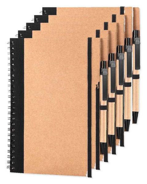 Pack of 5 Goya 30108 - A5 Cardboard Notebook with Pen & Elastic RECIKLA