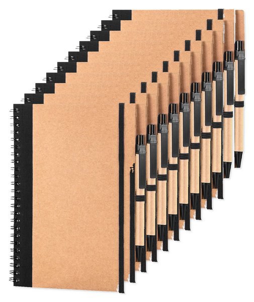Pack of 10 Goya 30108 - A5 Cardboard Notebook with Pen & Elastic RECIKLA