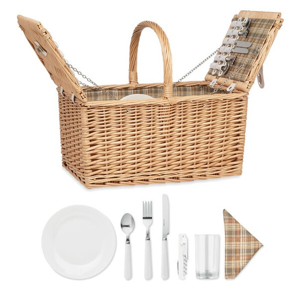 MIMBRE PLUS Flätad picknick korg 4 pers - GiftRetail MO6194