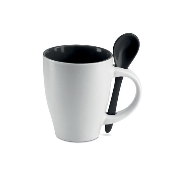DUAL Keramik kaffemugg med sked - GiftRetail MO7344