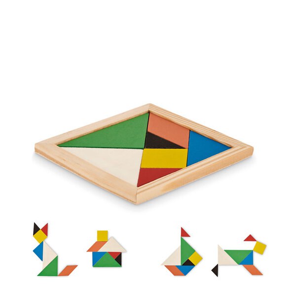 TANGRAM Tangram-pussel i trä - GiftRetail MO6693