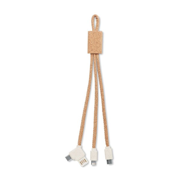 CABIE 3 i 1 laddningskabel i kork - GiftRetail MO6812