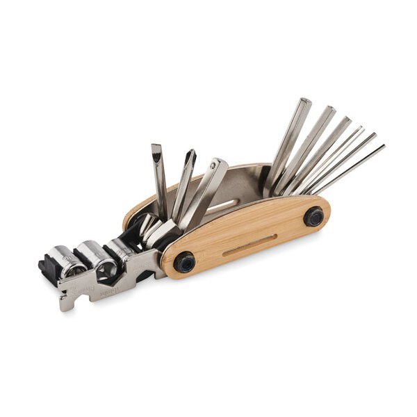 MANO Bamboo-Covered Stainless Steel Multi-Tool with 11 Functions