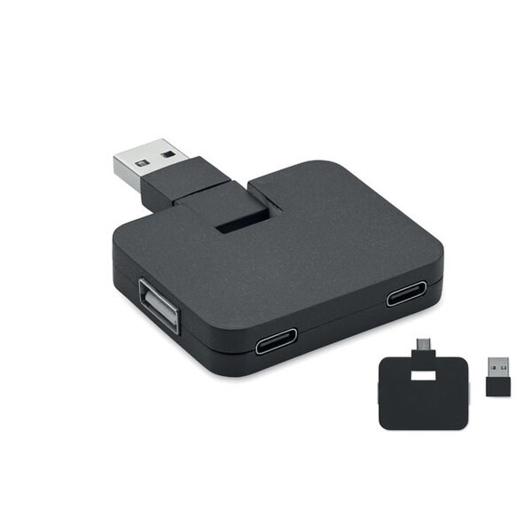 SQUARE-C USB-hubb med 4 portar - GiftRetail MO2254