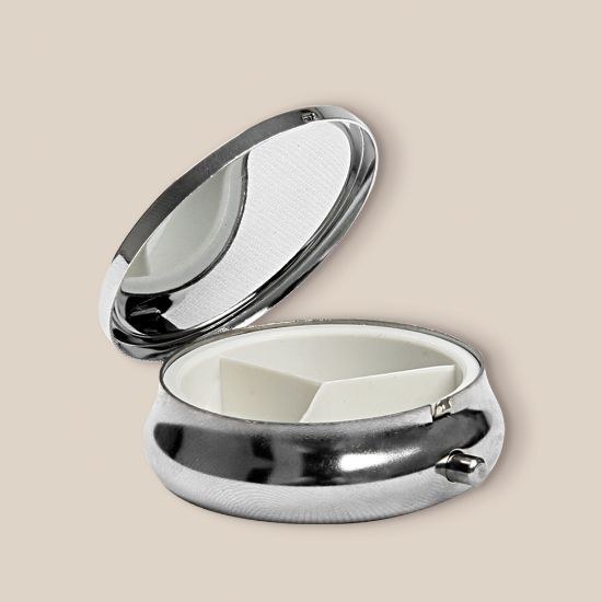 Goya 33568 - Round Metallic Pillbox with Three Compartments