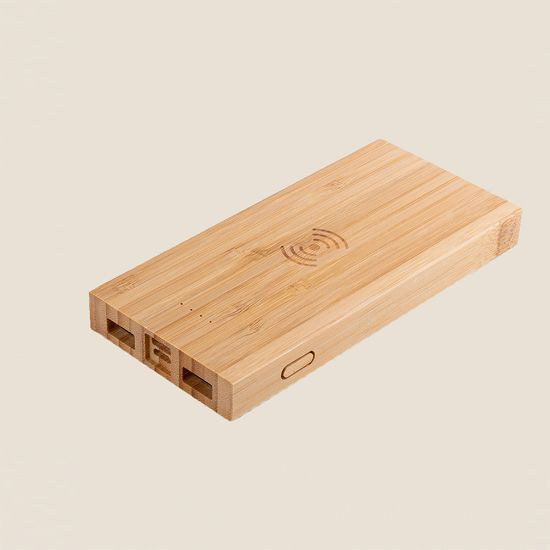 Goya 50556 - Bambu Power Bank 8000mAh med Trådlös Laddningsbas EBONY