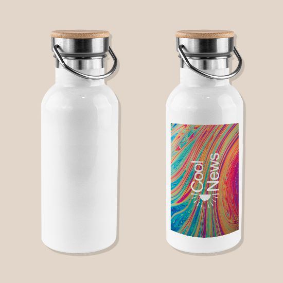 Goya 50655 - Rostfritt Stål Flaska 500ml Bambulock Dubbelvägg MILKY