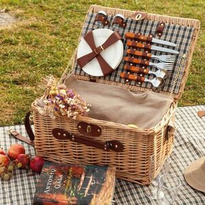 Goya 52040 - 4-Person Wicker Picnic Basket Set KIWANO