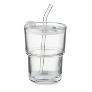 SIP Glasmugg med sugrör 400ml - GiftRetail MO2502