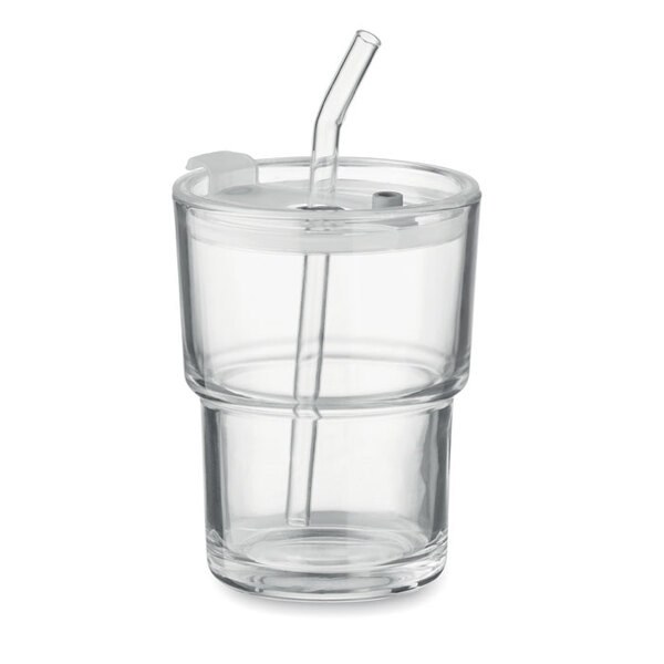 SIP Glasmugg med sugrör 400ml - GiftRetail MO2502