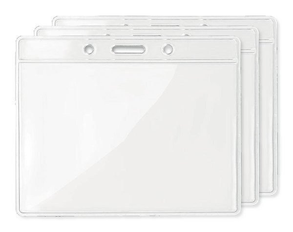 Pack of 30 GiftRetail MO8599 - BADGY Clear Plastic Badge Holder 10cm x 8cm for ID Cards