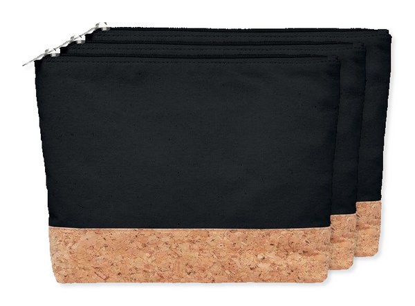 Förpackning med 3 GiftRetail MO9817 - PORTO BAG Necessär i Bomull & Kork