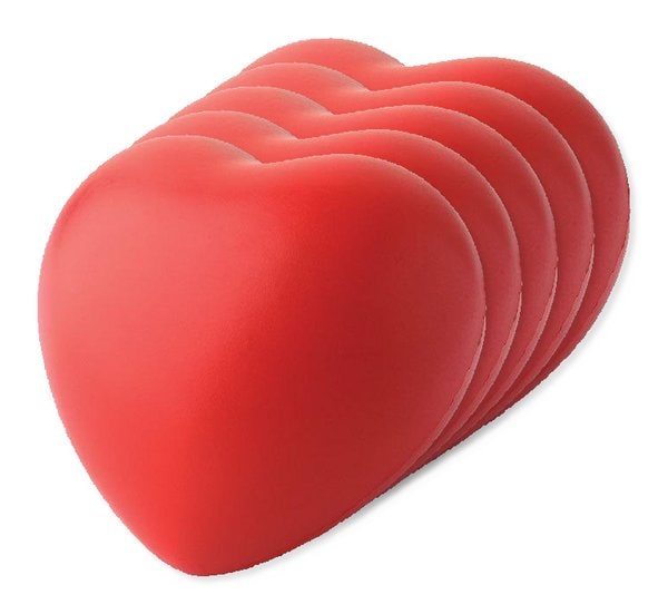 Pack of 5 GiftRetail IT3459 - LOVY Stress Relief Heart-Shaped PU Foam Squeeze Toy