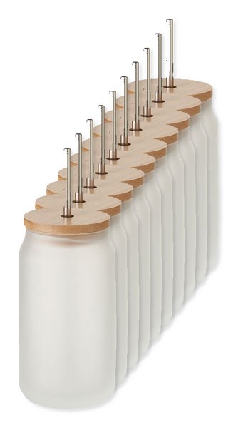 Pack of 10 GiftRetail MO6919 - JARBLIM Eco-Friendly Sublimation Mason Jar with Bamboo Lid