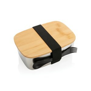 XD Collection P269.62 - Stainless steel lunchlåda med bambulock och skedgaffel