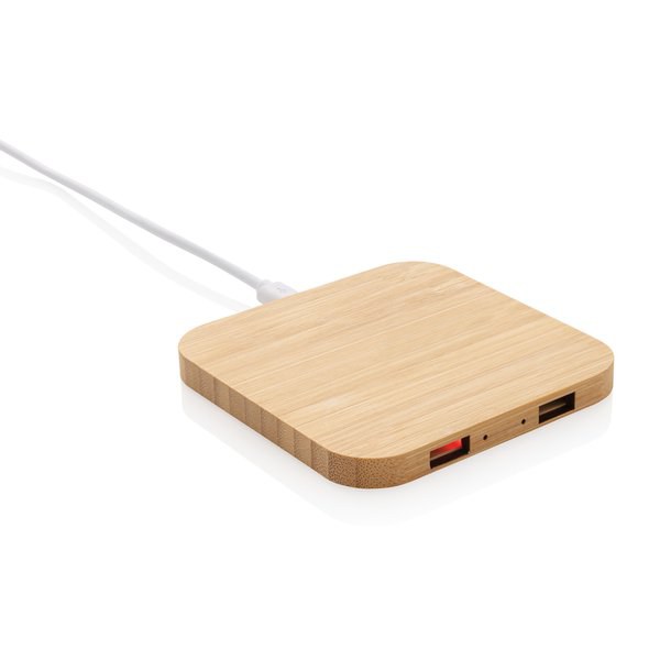 XD Collection P308.37 - 10W trådlös laddare i bambu med USB portar