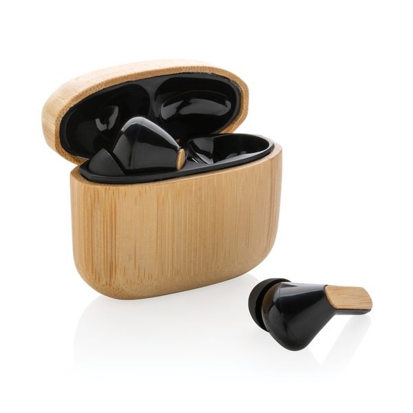 XD Collection P329.93 - Bamboo TWS earbuds with RCS recycled plastic